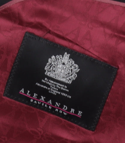 Brand and care label for Alexandre Savile Row Men's Black Wool Blazer, size 40R