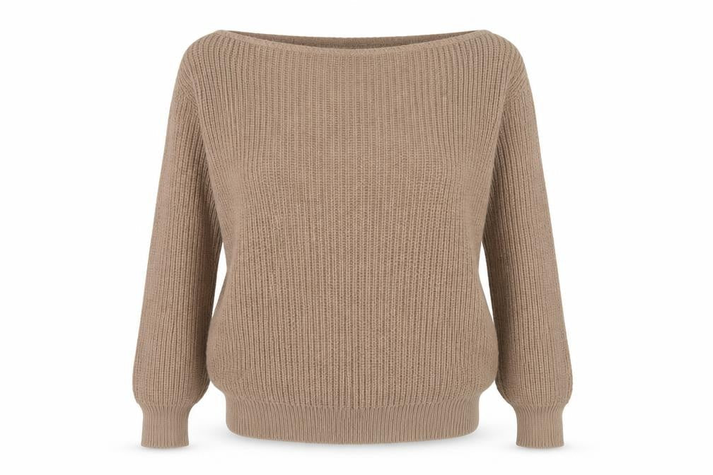 Boohoo Women's Beige Pullover Jumper, Size M, Boat Neck
