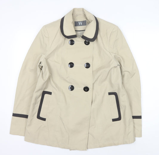 BHS Women's Beige Pea Coat, Size 12, Button Closure