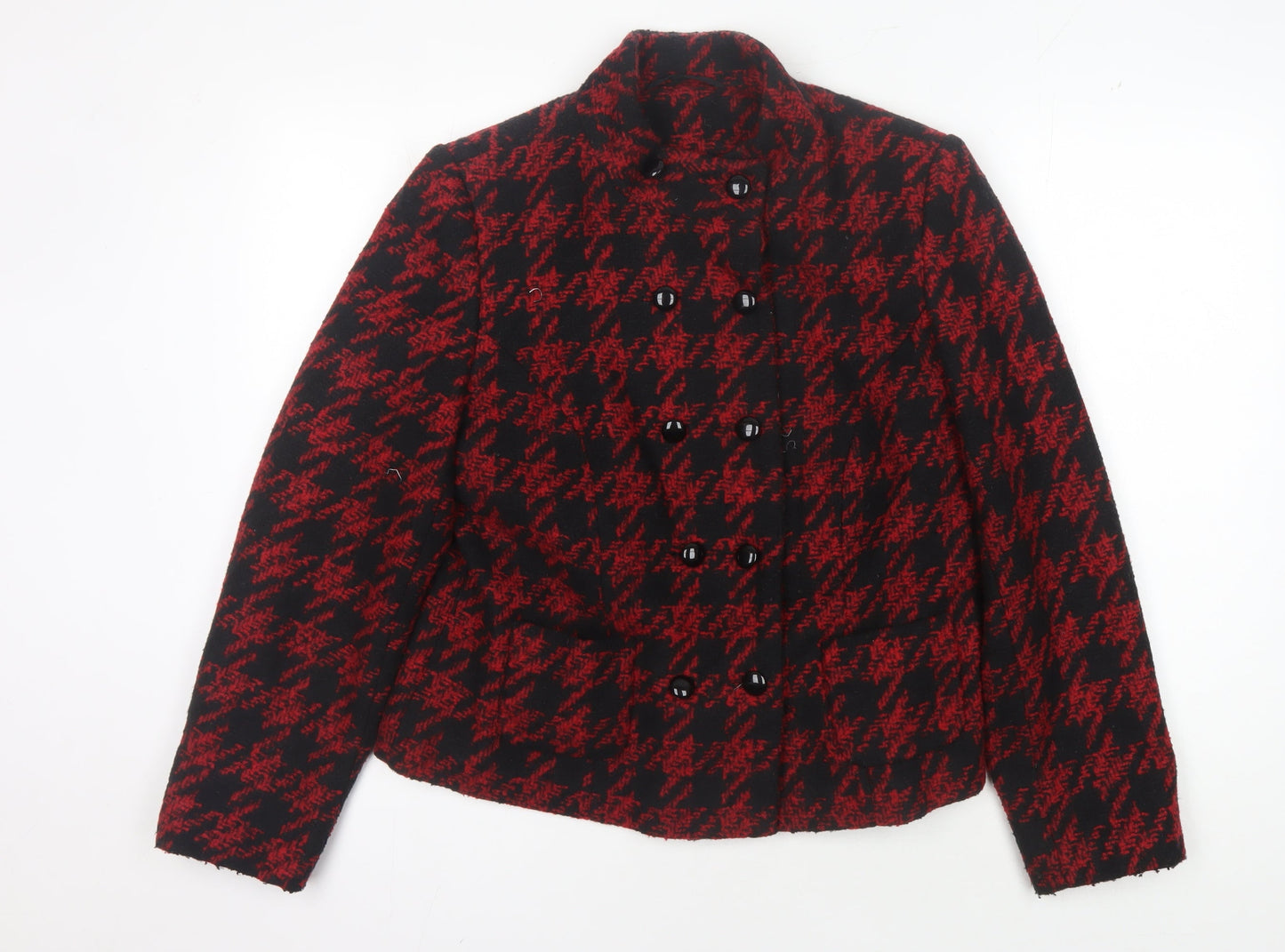 Isle Women's Black Red Houndstooth Jacket Size 10