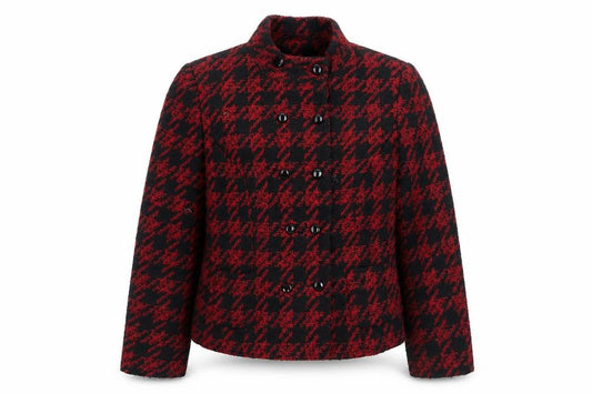 Isle Women's Black Red Houndstooth Jacket Size 10