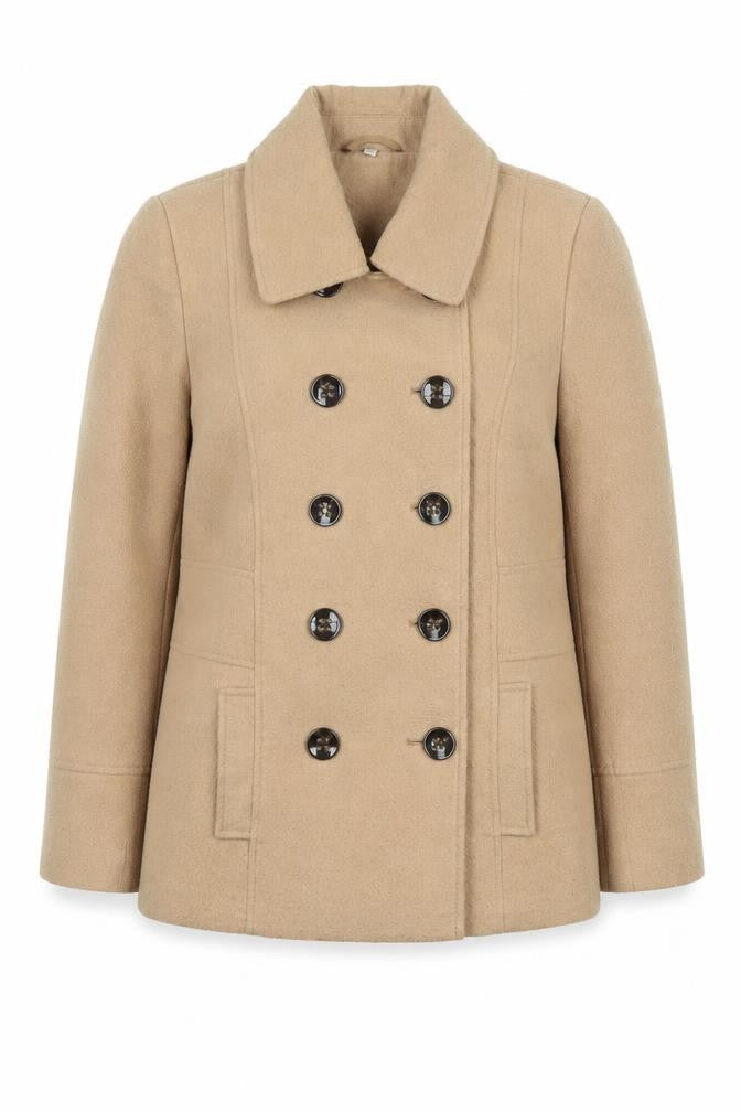 Isle Beige Women's Pea Coat - Size 12 Classic Style