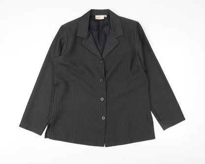 Additional front view of EWM Women's Grey Pinstripe Suit Jacket, size 16, Classic