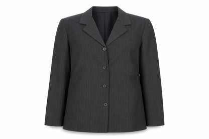 Front view of EWM Women's Grey Pinstripe Suit Jacket, size 16, Classic