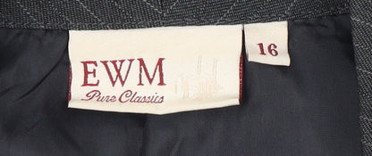 Close-up detail of EWM Women's Grey Pinstripe Suit Jacket, size 16, Classic