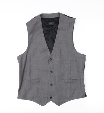 Preloved Paul Smith Men's Grey Wool Waistcoat, Size S, Elegant - Front