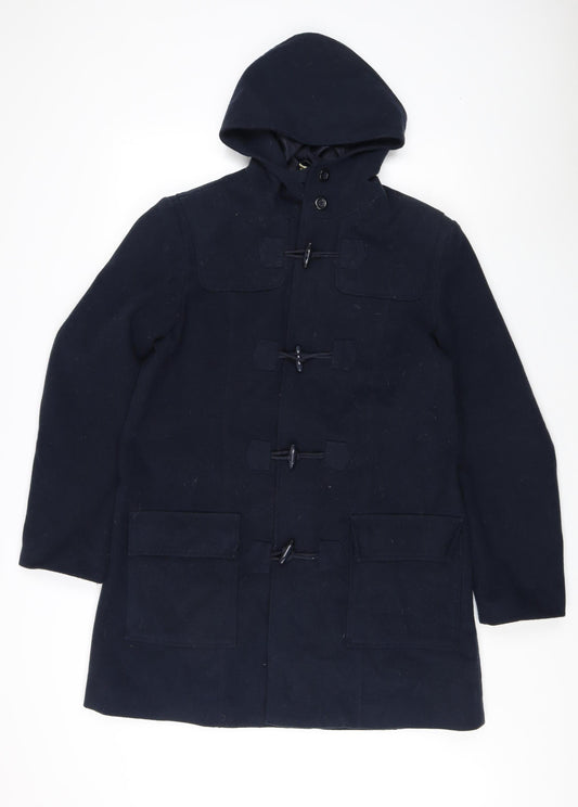 Cotton Traders Women's Blue Hooded Mid-Length Coat Size 14