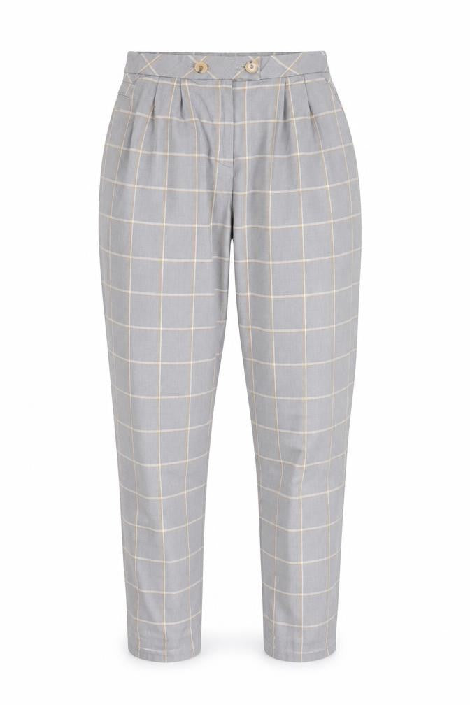Topshop Women's Grey Check Pleated Trousers Size 8