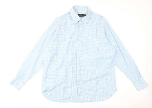 Marks and Spencer Men's Blue Check XL Dress Shirt