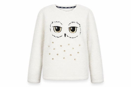 Harry Potter Girls White Bouclé Owl Top 13-14 Years