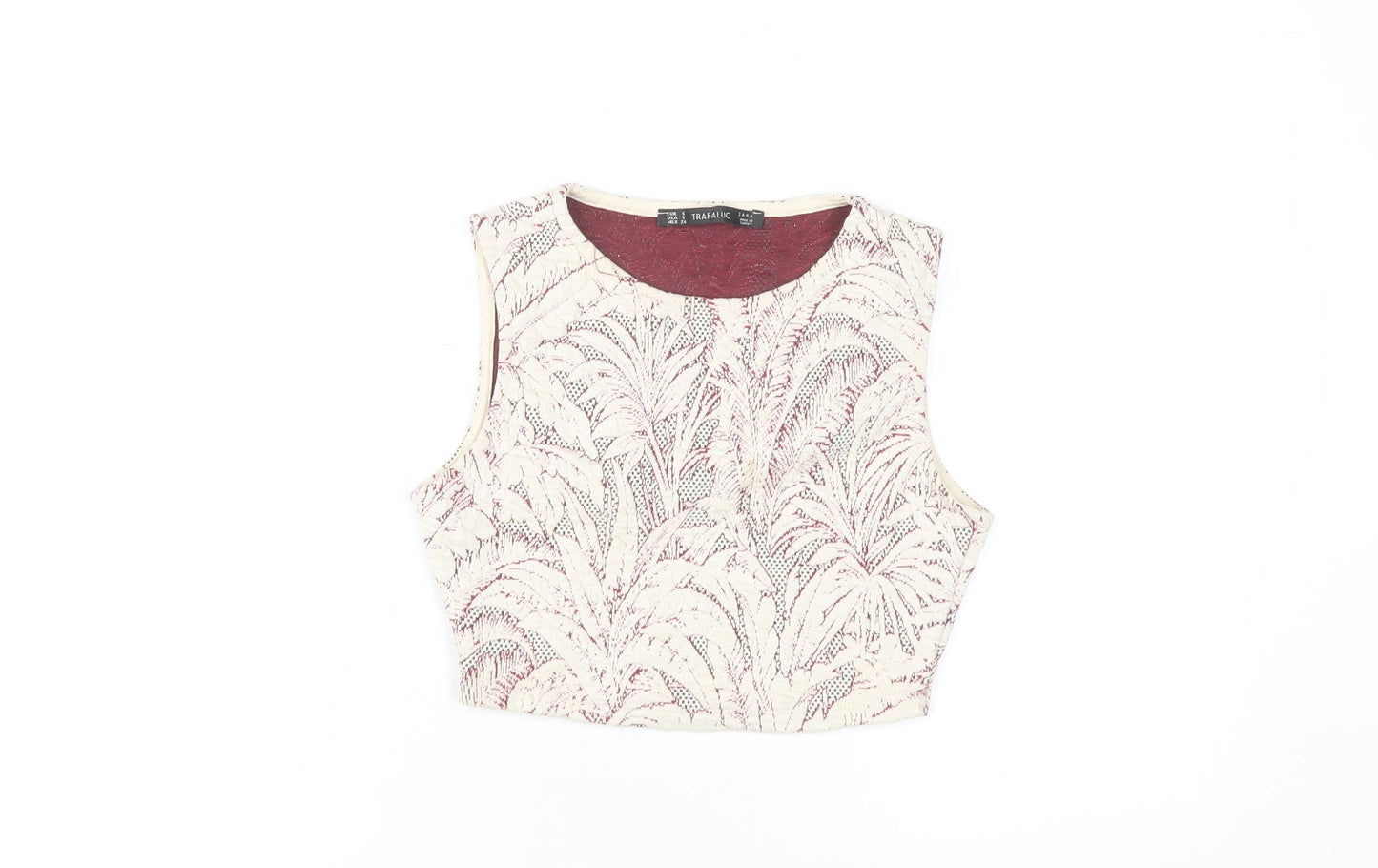 Zara Women Beige Floral Cropped Tank Size 6