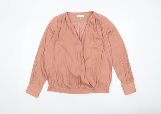 La Redoute Women's Pink Wrap Blouse Size 10