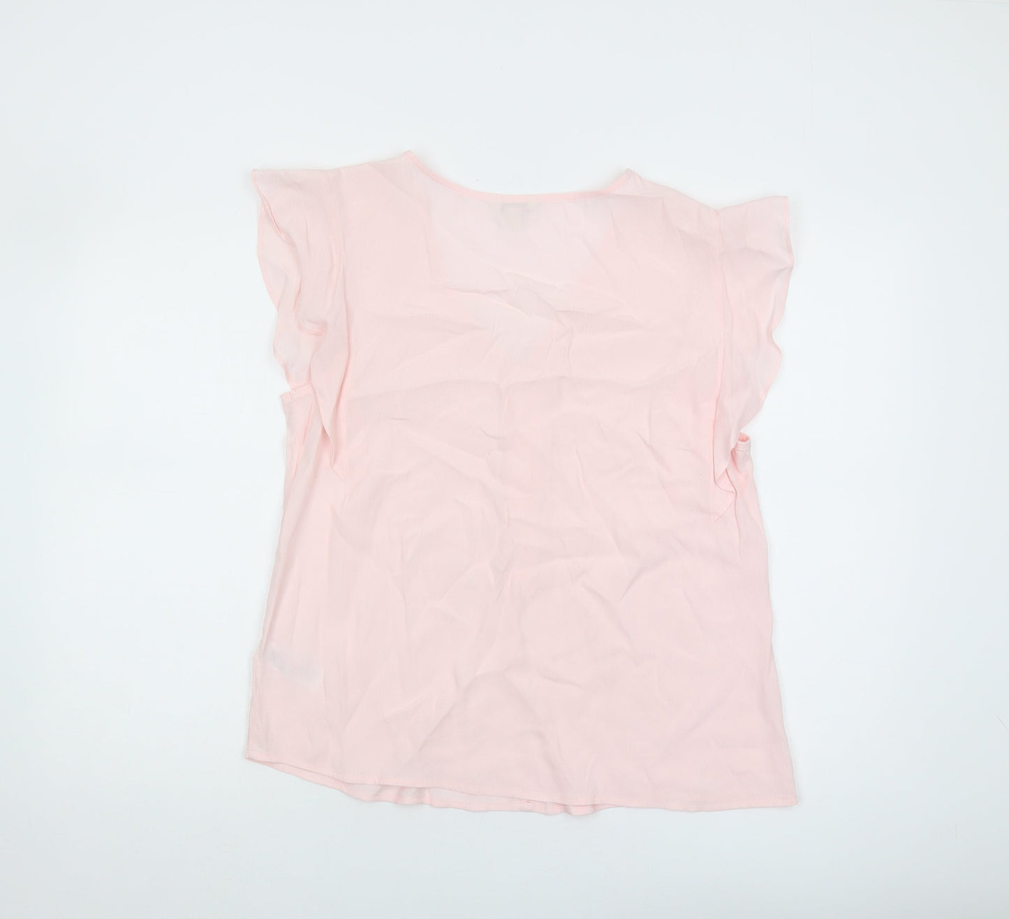 Monsoon Women's Pink Chiffon Blouse, M, V-Neck, Flutter Sleeve