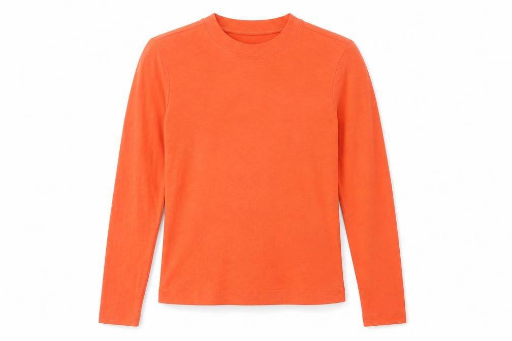 Monki Women's Orange Long Sleeve Mock Neck T-Shirt