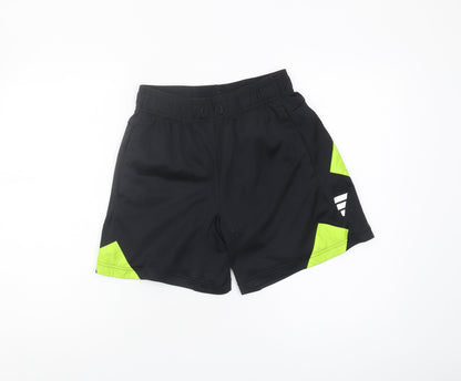 Additional front view of Adidas Men's Black Colourblock Polyester Shorts, size S