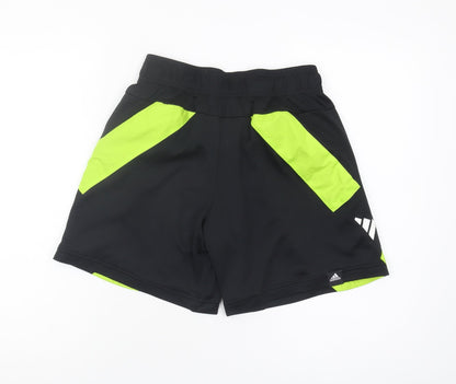 Back view of Adidas Men's Black Colourblock Polyester Shorts, size S