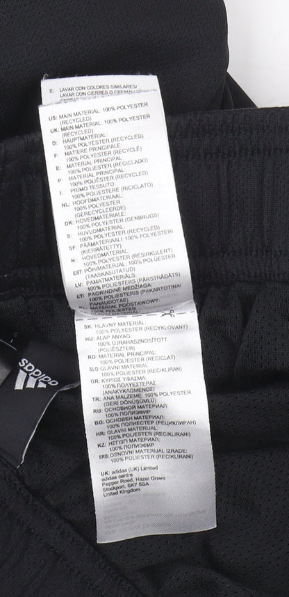 Close-up detail of Adidas Men's Black Colourblock Polyester Shorts, size S