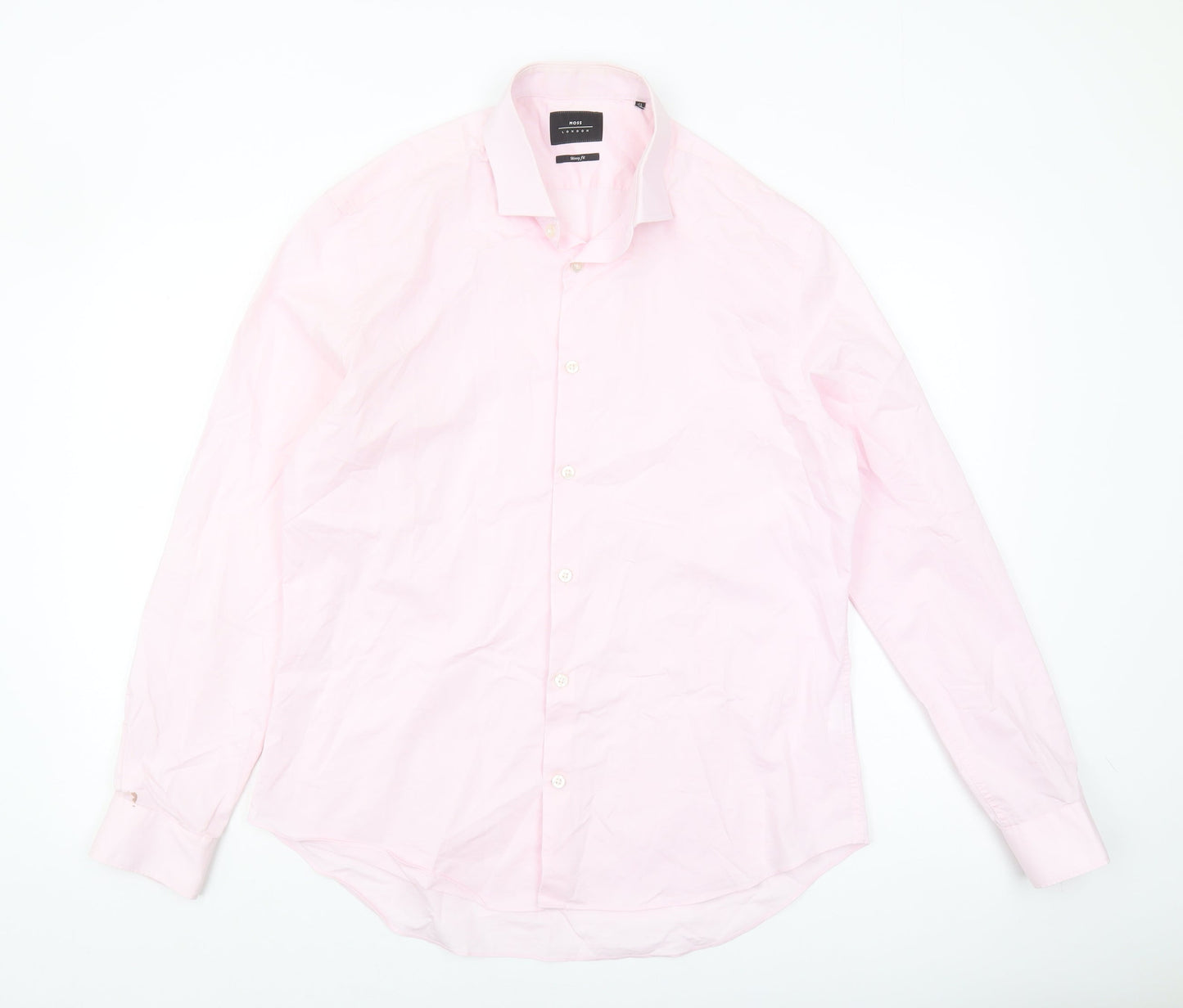 Moss London Men's Pink Slim Fit Button-Up Shirt 42