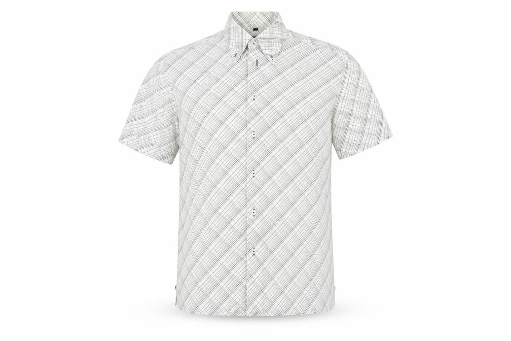 Ben Sherman Men's White Checked Short Sleeve Shirt S