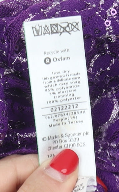 Marks & Spencer Women's Purple Lace Wrap Blouse Size 14