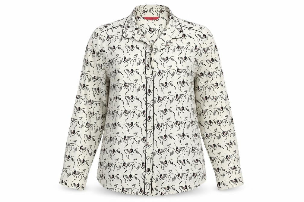 Next Women's White Animal Print Button-Up Shirt UK 14