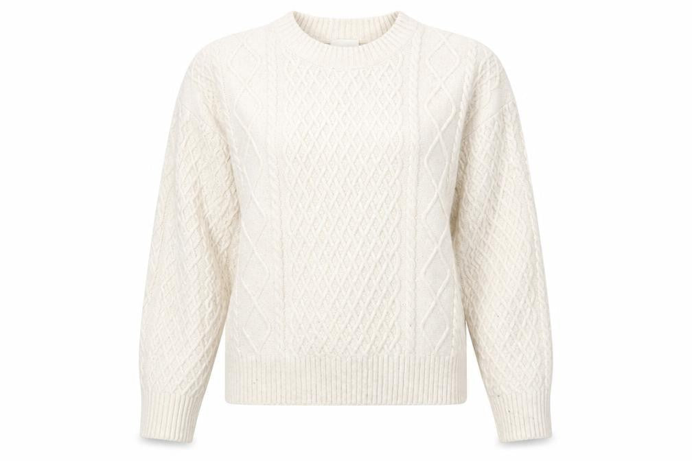 H&M Women's Beige Cable-Knit Jumper, Size 12