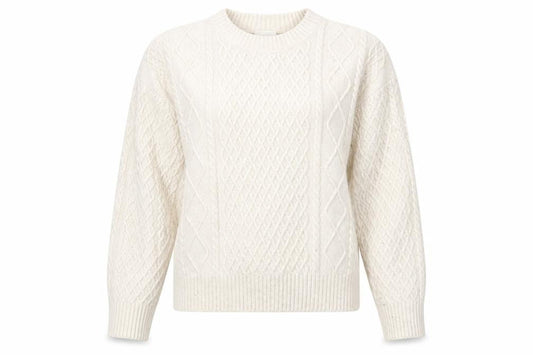 H&M Women's Beige Cable-Knit Jumper, Size 12