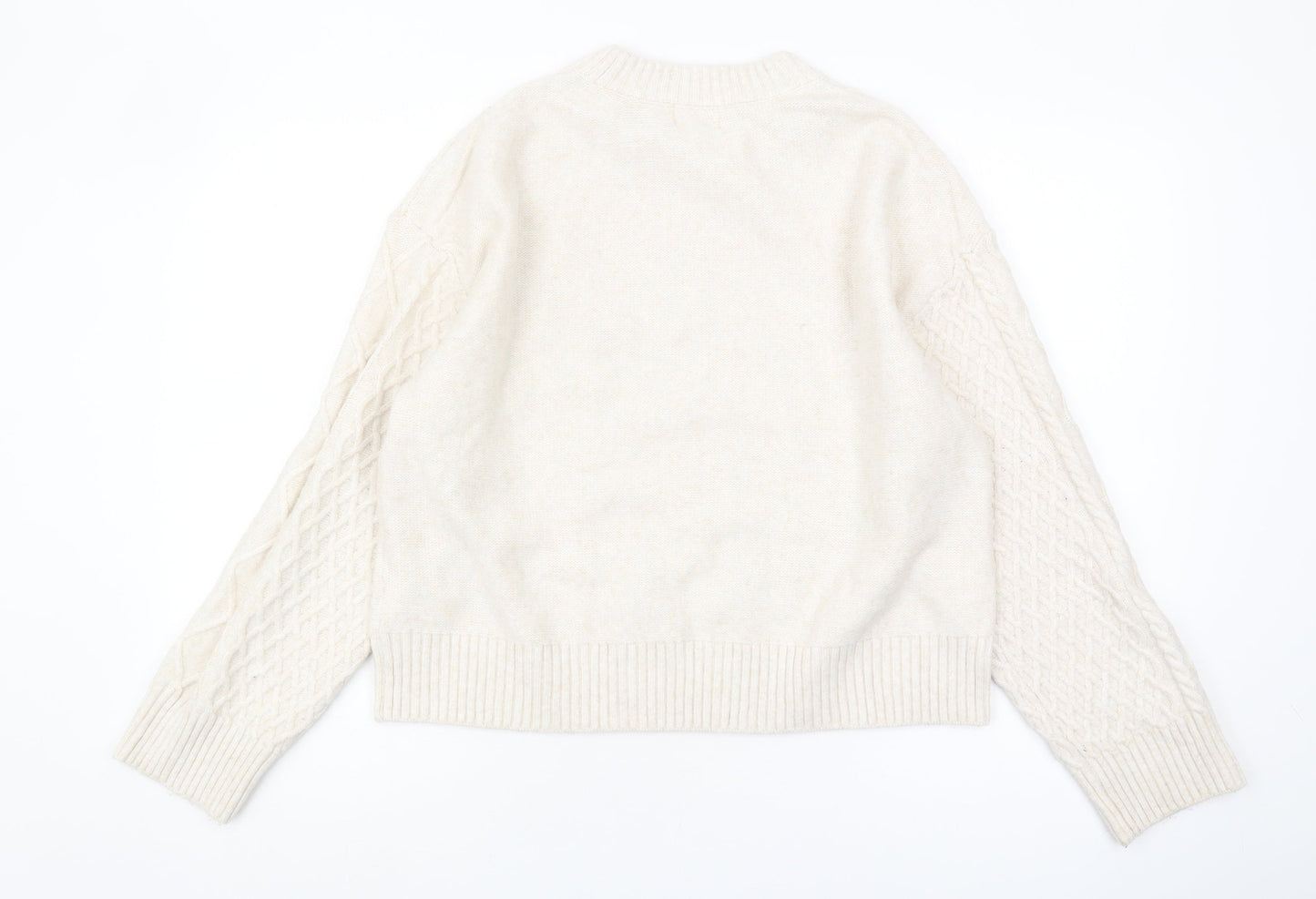H&M Women's Beige Cable-Knit Jumper, Size 12