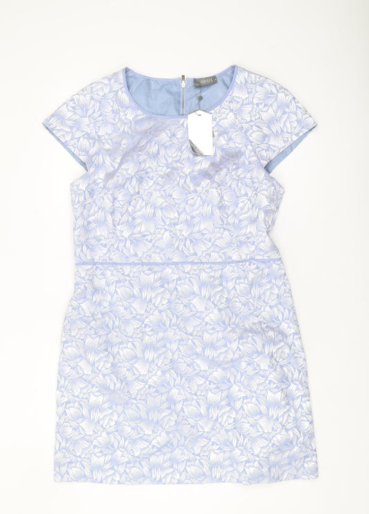 Oasis Women's Blue A-Line Floral Dress, Size 18