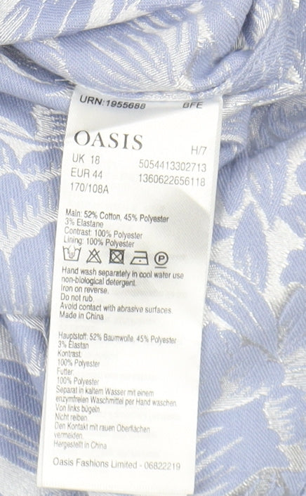 Oasis Women's Blue A-Line Floral Dress, Size 18