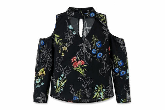 River Island Women's Black Floral Blouse Size 10