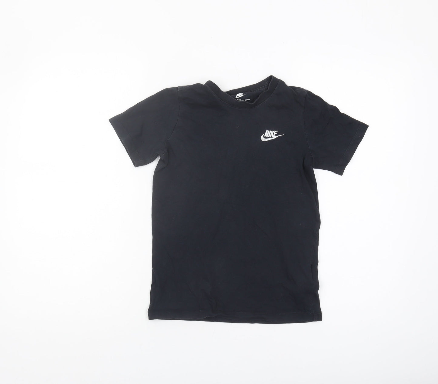 Nike Boys Black T-Shirt, Size S, Logo Accent, Casual Wear