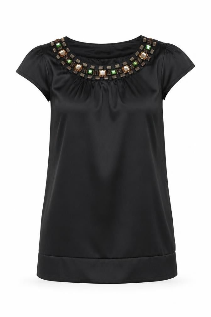 AX Paris Women's Black Beaded Sleeveless Blouse Size 12