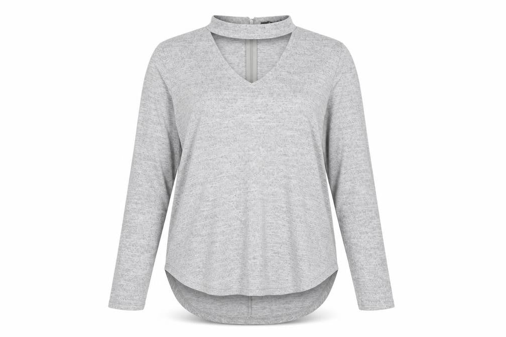 Quiz Womens Grey Long Sleeve Knit Top Size 12