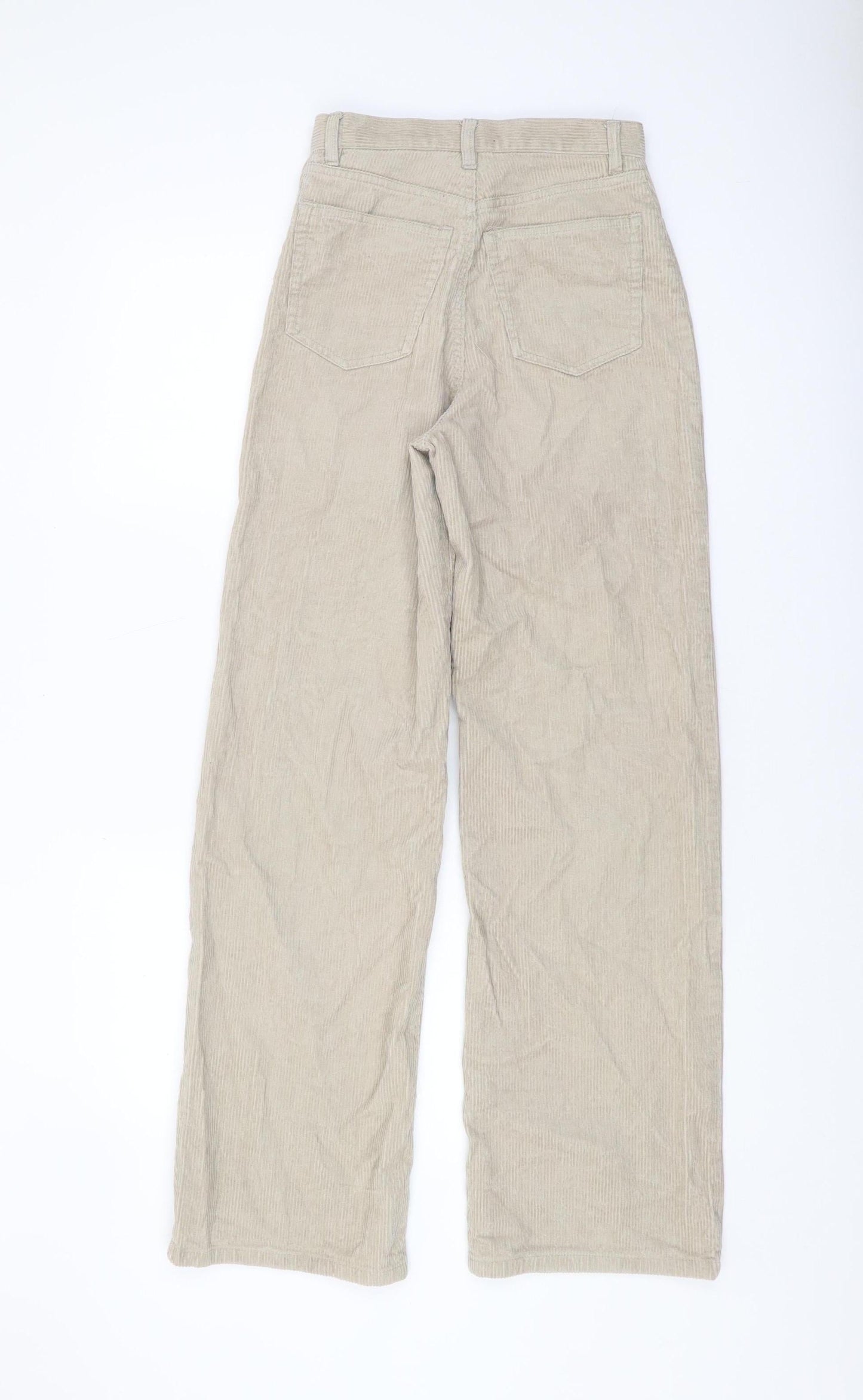 Monki Women's Beige Wide-Leg Corduroy Trousers
