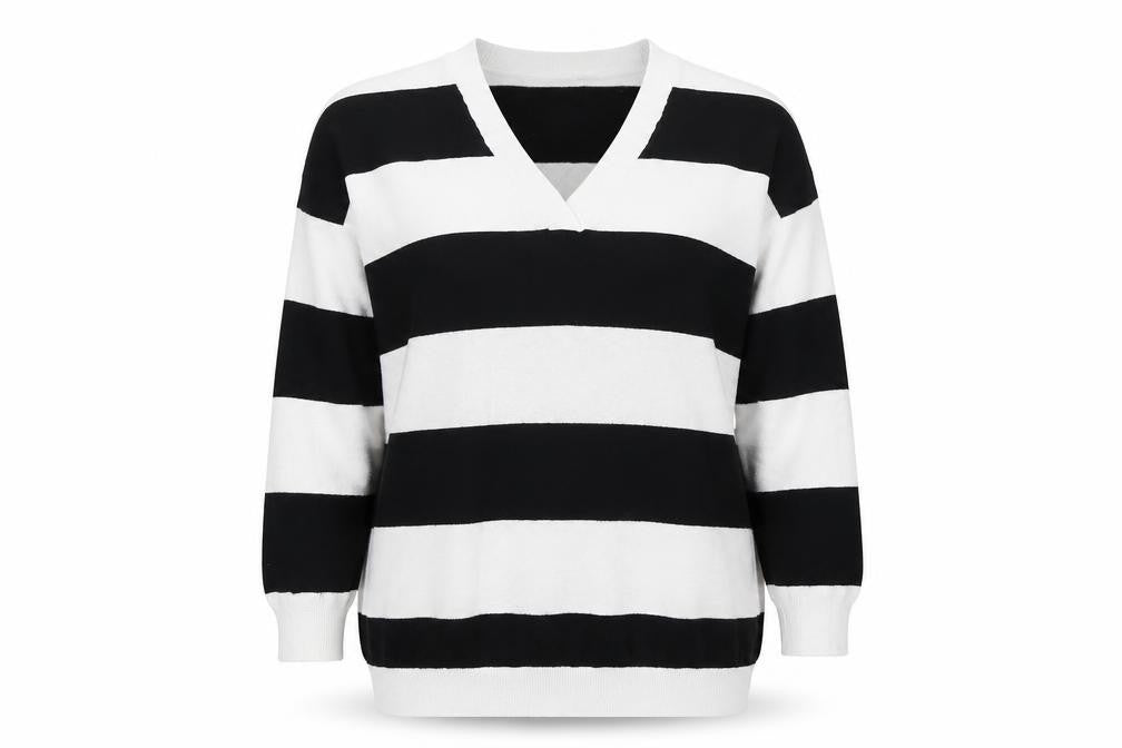 Capsule Women's Black Stripe Pullover Jumper Size 10