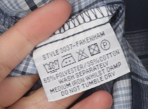 Champion Men's Blue Plaid Short Sleeve Shirt L