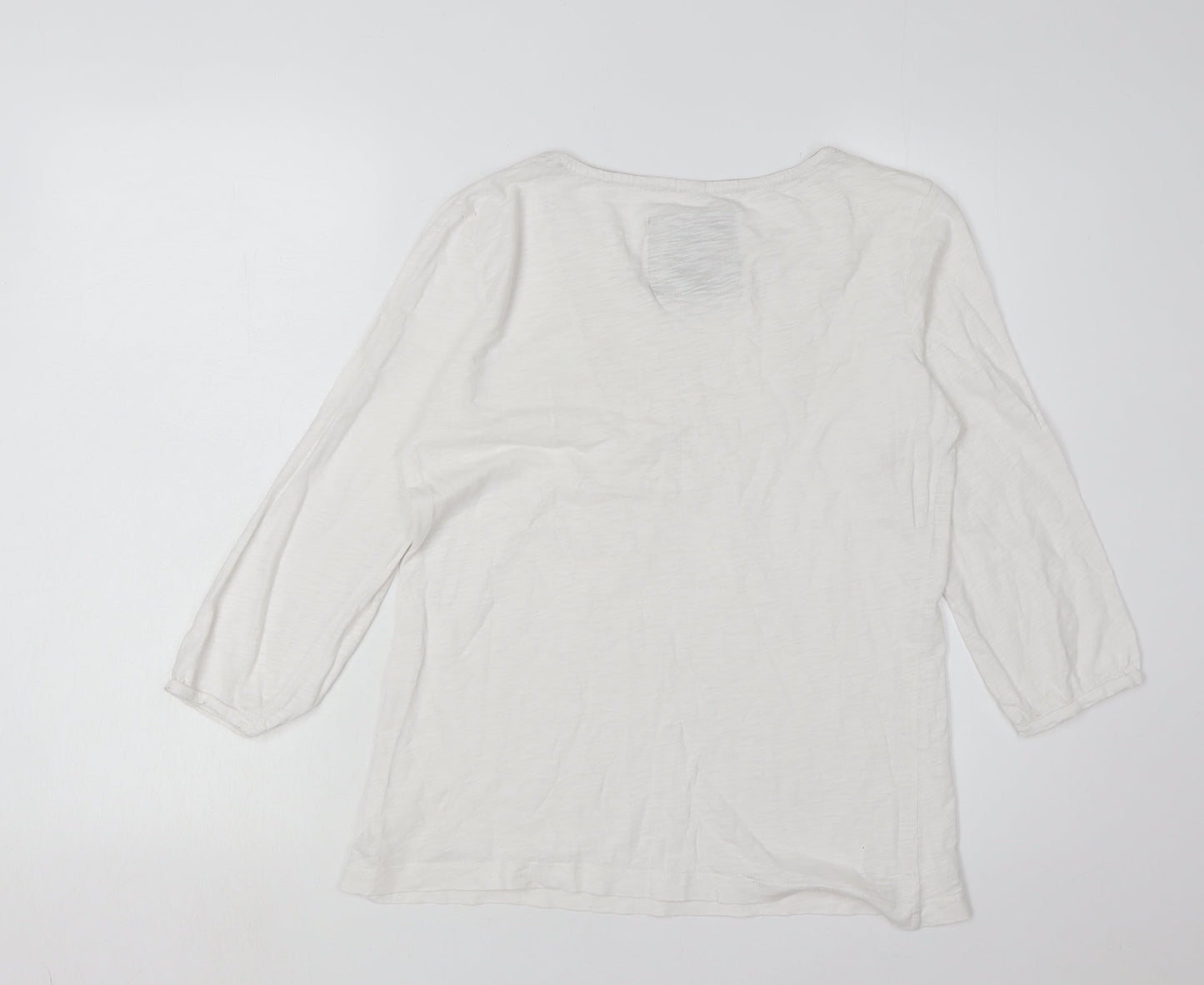Esprit Women's White V-Neck Cotton Top, M, Casual Style