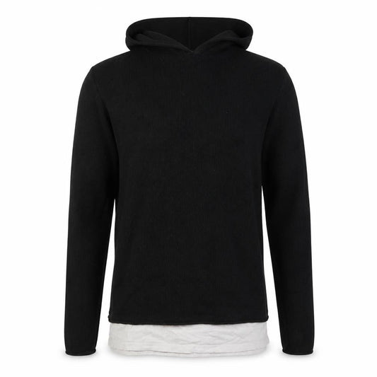 River Island Men's Black Hooded Pullover Jumper M