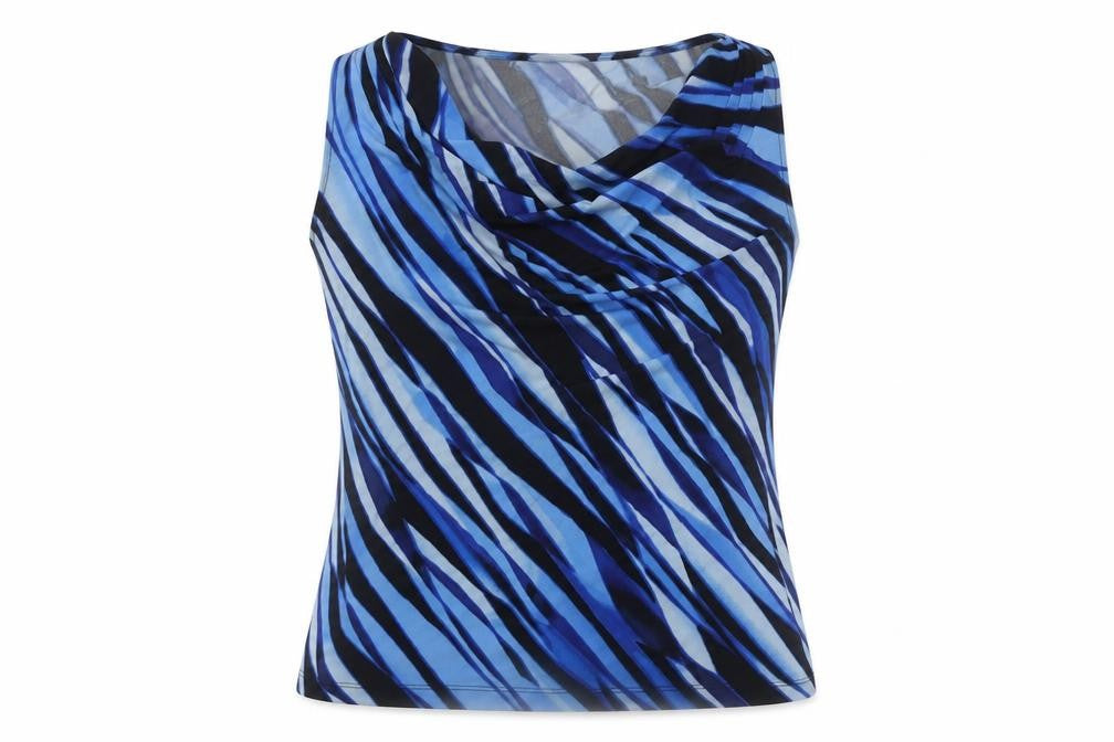 Calvin Klein Women's Blue Striped Cowl Neck Blouse, L