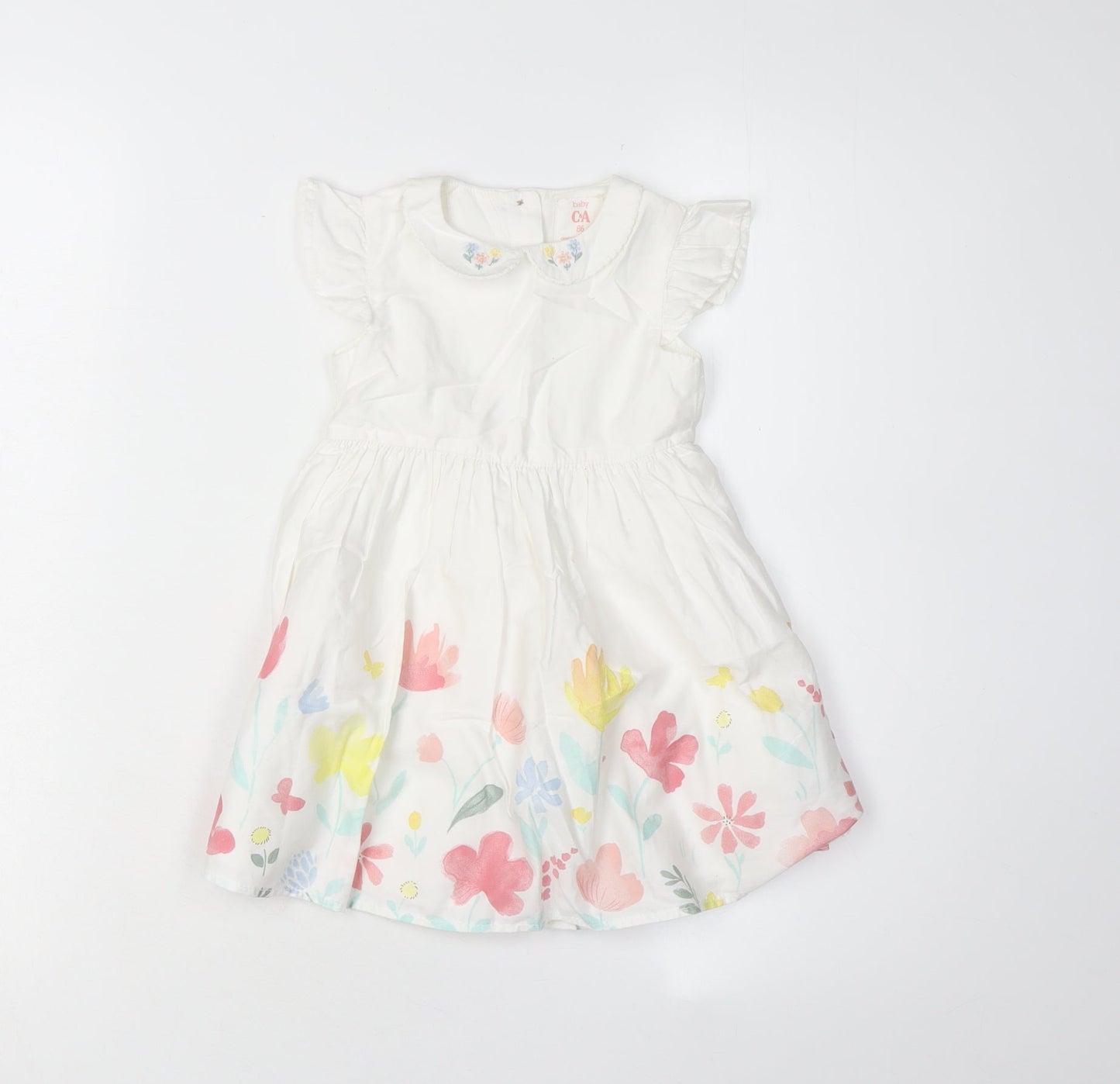 C&A Unisex Baby White Floral A-Line Dress 12-18 Months