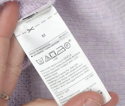 Gap Women's Purple Cotton Pullover Jumper, Size M