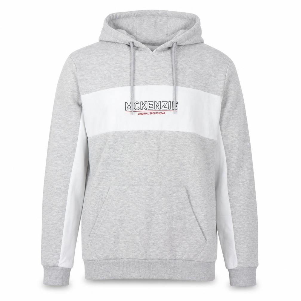 McKenzie Men's Grey Pullover Hoodie - Large, Logo Print