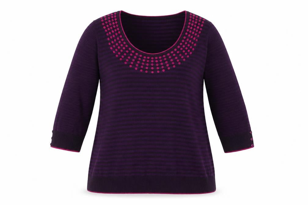 Per Una Women's Purple Striped Pullover Jumper Size 18