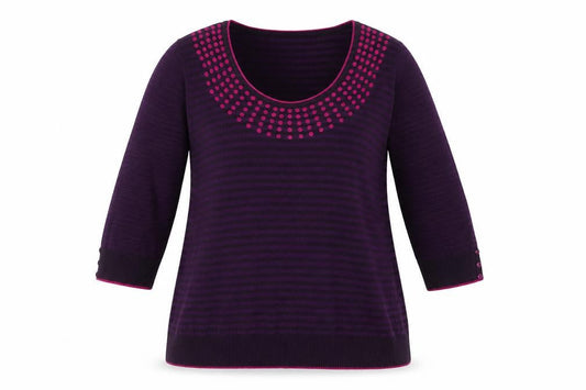 Per Una Women's Purple Striped Pullover Jumper Size 18