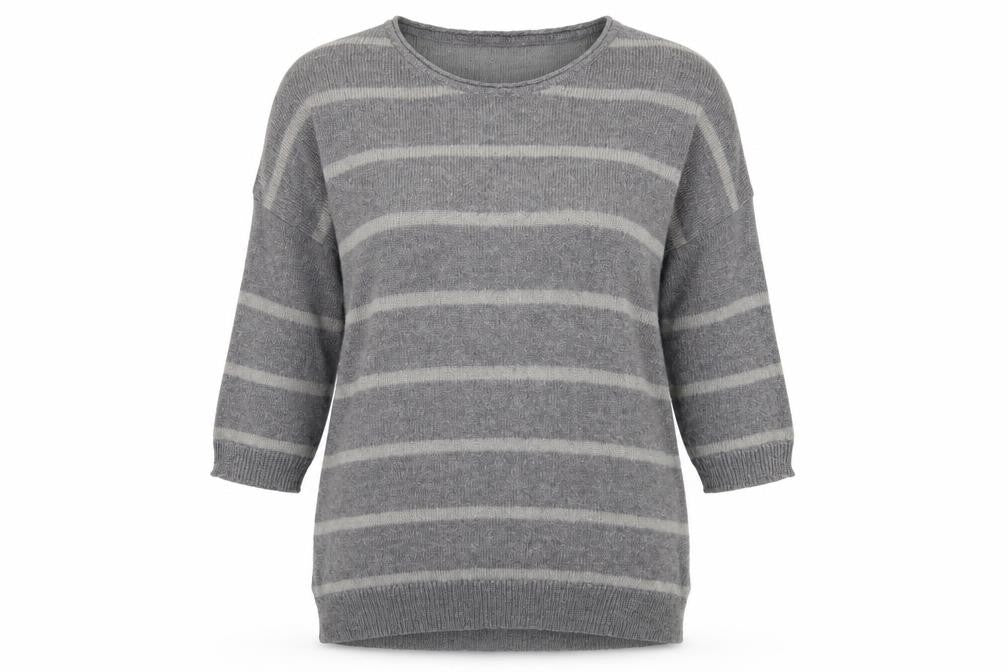White Stuff Women's Grey Striped Pullover Jumper Size 10