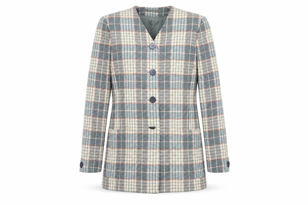 Jaeger Women's Multicoloured Check Tweed Blazer Size 10