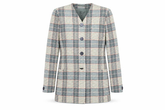 Jaeger Women's Multicoloured Check Tweed Blazer Size 10