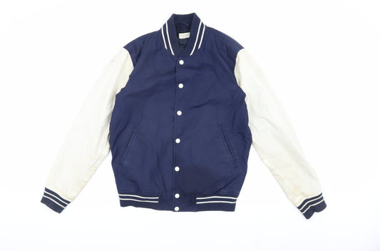 Global Work Men's Blue Varsity Jacket, M, Casual
