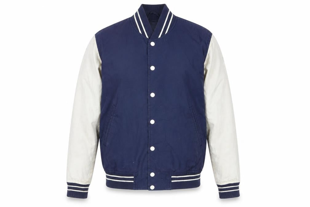 Global Work Men's Blue Varsity Jacket, M, Casual